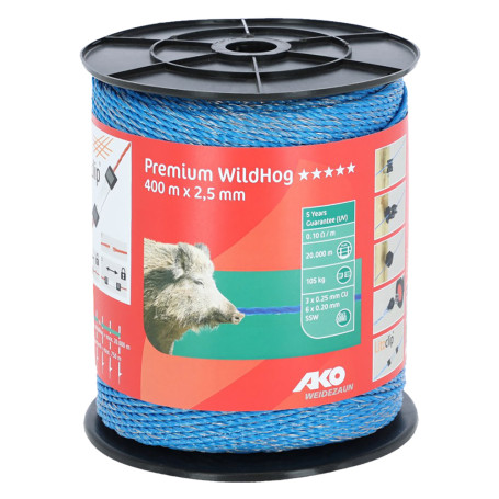 FILO ELETTRIFICATO TONDO PER RECINTO  PREMIUM WILDHOG  mt. 400