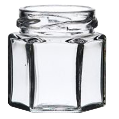 VASO VETRO  BOCCACCIO  PER ALIMENTI TIPO  ESAGONALE 45 ml - imbocc.  diametro  43 mm