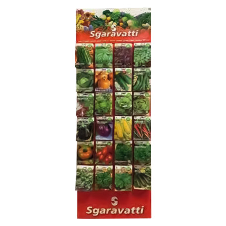 ESPOSITORE VERTICALE IN CARTONE PER BUSTINE SEMI 24 ganci