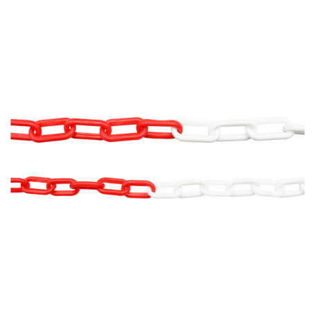 CATENA SEGNALETICA BICOLORE bianca / rossa -  diametro  mm. 8 x 50 x 26 x mt.25