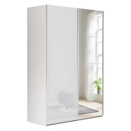 ARMADIO SCORREVOLE CON ANTA A SPECCHIO LINEA  SYSTEMA  cm. 150 x 67 x h.222 - bianco + bianco laccato