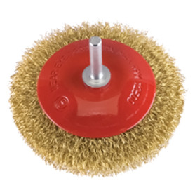 SPAZZOLA CIRCOLARE CONICA  diametro  mm 90 - gambo mm 6