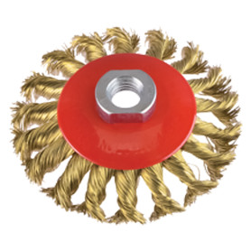 SPAZZOLA CIRCOLARE CONICA  diametro  mm 100 - foro M 14