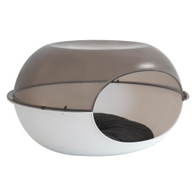 CUCCIA CON CUSCINO  LUNA  bianco / fumè - cm 57 x 48 x h. 31