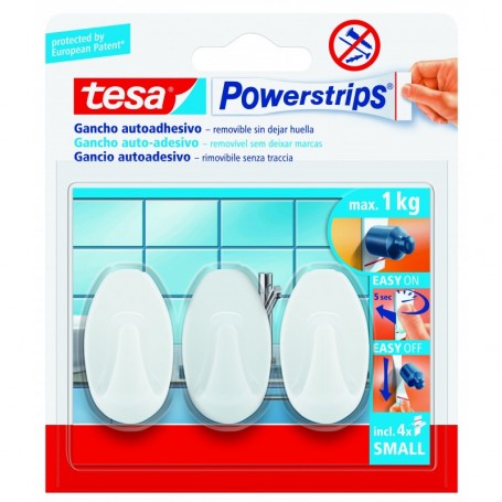 TESA POWERSTRIPS 3 GANCI AUTOAD.BIANCO PICC.
