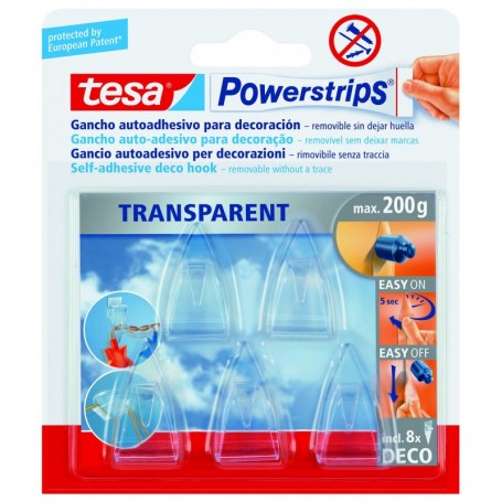 TESA POWERSTRIPS 5 GANCI AUTOAD.TRASPARENTE