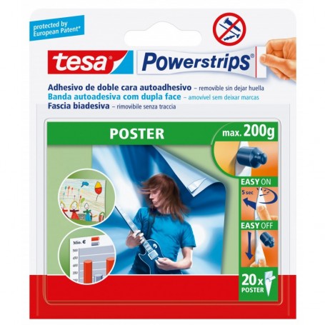 TESA POWERSTRIPS 20 STRISCE BIADESIVE POSTER
