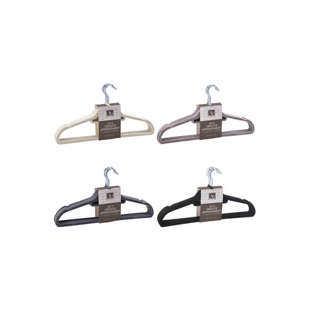 GRUCCIA APPENDIIABITI IN PLASTICA VELLUTATA  8 PZ