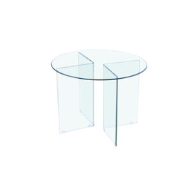 TAVOLO ROTONDO IN VETRO TRASPARENTE 130X75 CM