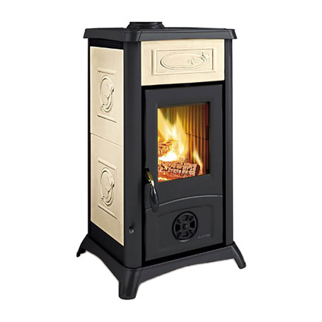 STUFA A LEGNA  GEMMA 5.0 CERAMICA  7 kW - colore liberty panna