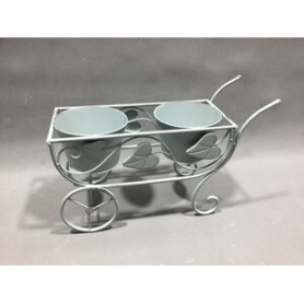 C FIORIERA 2 POSTI C\RU 48X19X31CM AZZURRO CH EPOQUE