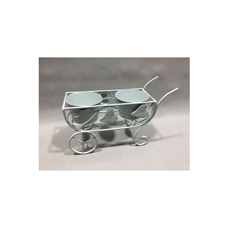 C FIORIERA 2 POSTI C\RU 48X19X31CM AZZURRO CH EPOQUE