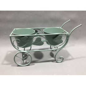 C FIORIERA 2 POSTI C\RU 48X19X31CM VERDE SAL EPOQUE