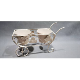 C FIORIERA 2 POSTI C\RU 48X19X31CM BIANCO ANT EPOQUE