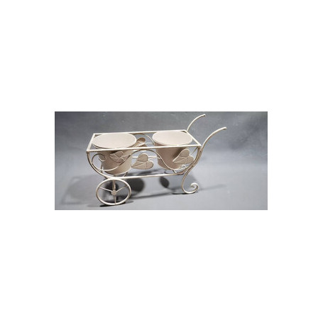 C FIORIERA 2 POSTI C\RU 48X19X31CM BIANCO ANT EPOQUE