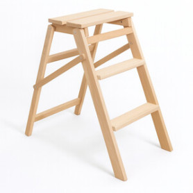 SCALETTO LEGNO A 3 GRADINI PIEGHEVOLE NATURALE