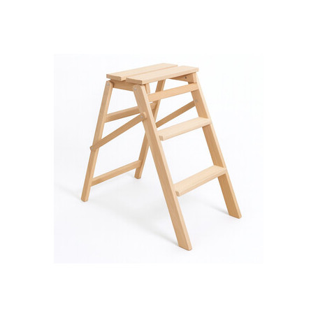 SCALETTO LEGNO A 3 GRADINI PIEGHEVOLE NATURALE