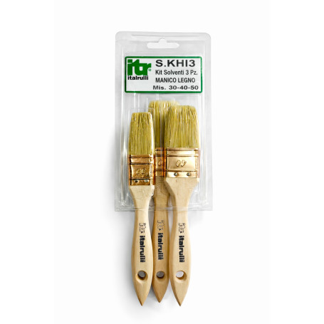 KIT PENNELLESSA P\SOLVENTE MANICO LEGNO 30-40-50  3PZ