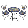 SET TAVOLO MOSAICO DA ESTERNO  GENZIANA   diametro  cm 60 x h.75 (tavolo) - cm 38 x 46-92 (sedie)