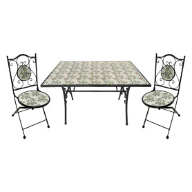 SET TAVOLO MOSAICO DA ESTERNO  FLORA  cm 120 x 80 x h.75 (tavolo) - cm 38 x 46-92 (sedie)