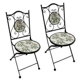 COPPIA SEDIE PER TAVOLO MOSAICO  FLORA  cm 38 x h. 46 - 92