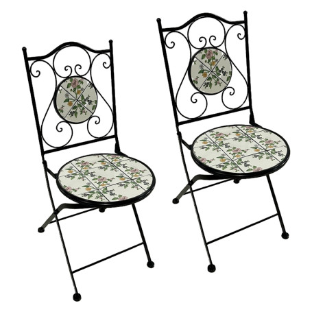 COPPIA SEDIE PER TAVOLO MOSAICO  FLORA  cm 38 x h. 46 - 92