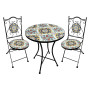 SET TAVOLO MOSAICO DA ESTERNO  FIORARTE   diametro  cm 60 x h.75 (tavolo) - cm 38 x h. 46-92 (sedie)