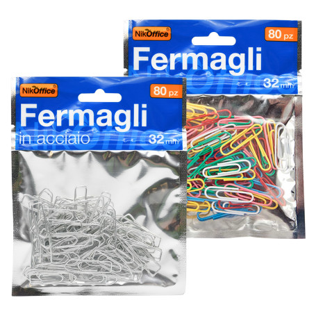 FERMAGLI PER CARTA metallo mm.32 - 80 pz