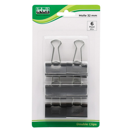 MOLLA FERMACARTE  DOUBLE CLIP  mm 32 - pezzi 6