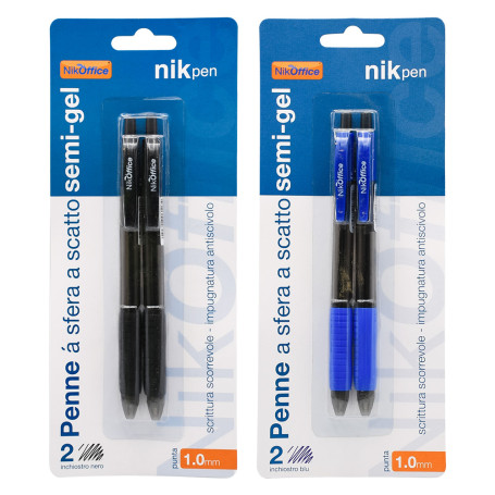 PENNA A SCATTO CON CLIP inchiostro blu - 2 pezzi