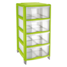 CASSETTIERA ALTA colore trasparente/lime