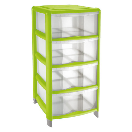CASSETTIERA ALTA colore trasparente/lime