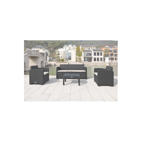 C SET 4 PZ SALOTTO C\DIVANO 3P GRAFITE NATUR TRIO