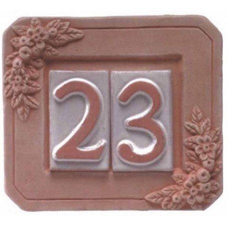 PORTANUMERO IN TERRACOTTA 2 POSTI CM. 18X16