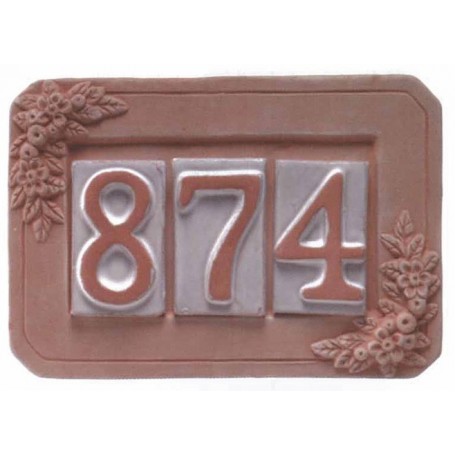 PORTANUMERO IN TERRACOTTA 3 POSTI CM. 24X16