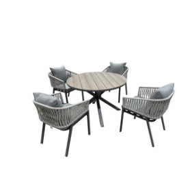 C SET TAVOLO C\4 SEDIE ALU ROUND GRIGIO