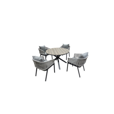 C SET TAVOLO C\4 SEDIE ALU ROUND GRIGIO