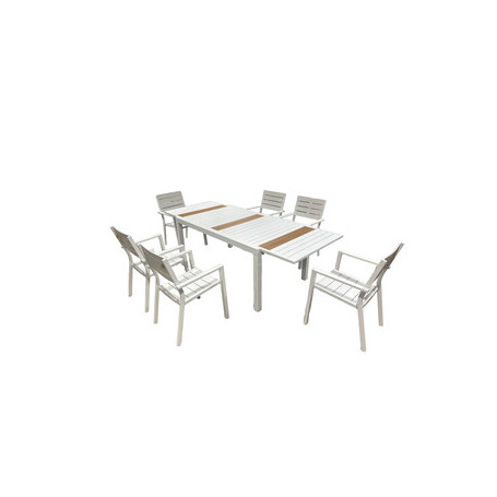 C SET TAVOLO ESTENSIBILE C\6 SEDIE ALU ICE