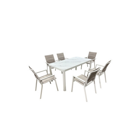 C SET TAVOLO C\6 SEDIE ALU STONE