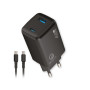 CARICATORE GAN 45W NERO USB-C\USB-A CAVO USB-C\USB-C