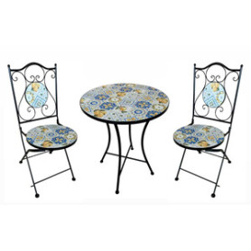 C SET TAVOLO TONDO MOSAICO C\2 SEDIE GRASSE