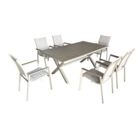 C SET TAVOLO C\6 SEDIE ALU XDESIGN BEIGE