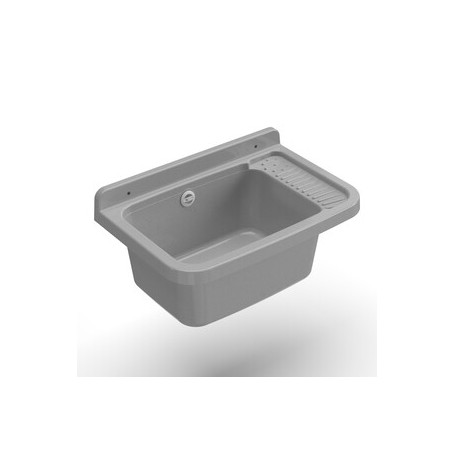 LAVATOIO RESINA A PARETE 50X35 CM C\SIFONE CEMENTO