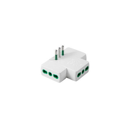 FME 87225RM ADATTATORE PIATTO 10A 3PR BIP C\LIMIT. BCO