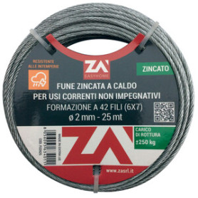 FUNE ACCIAIO COMMERCIALE 42F D  3 MM CF 25 M