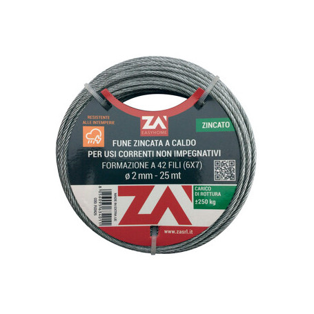 FUNE ACCIAIO COMMERCIALE 42F D  3 MM CF 25 M