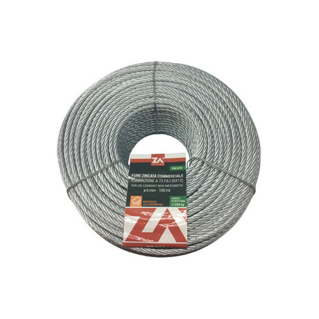 FUNE ACCIAIO COMMERCIALE 72F D  4 MM CF 25 M