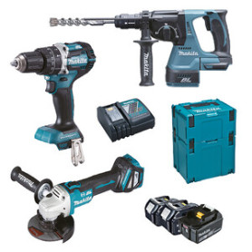 MAKITA KIT TRAPANO C\PERC+TASSELL+SMERIGL DLX3119TJ 18V BRUSHLESS