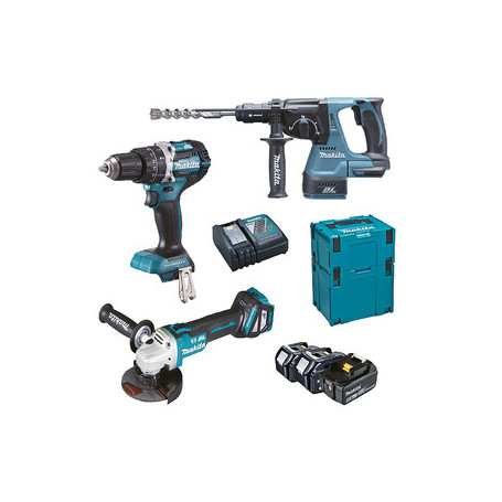 MAKITA KIT TRAPANO C\PERC+TASSELL+SMERIGL DLX3119TJ 18V BRUSHLESS