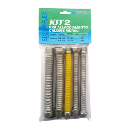 SET 5 RACCORDI INOX ESTENSIBILI 1\2 GAS  P\CALDAIA